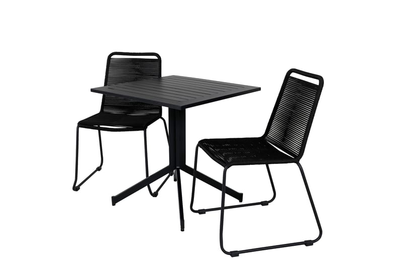 Way Matgrupp Utomhus 70cm + 2 Lindos Stapelbara Matstolar - Brun/Vit - Utemöbler - Utegrupp - Matgrupper utomhus