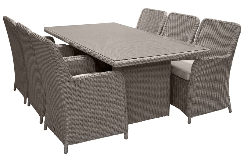 Wembley Matgrupp Utomhus 200 cm + 6 Utestolar - Grå - Utemöbler - Utegrupp - Matgrupper utomhus