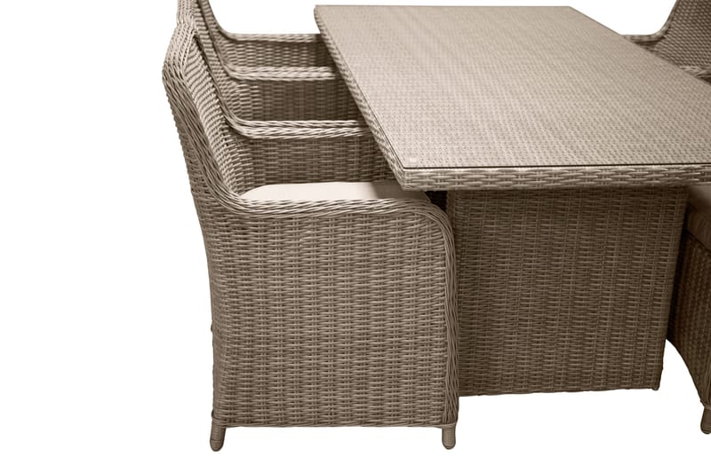 Wembley Matgrupp Utomhus 200cm + 6 Matstolar Utomhus - Natur/Brun - Utemöbler - Utegrupp - Matgrupper utomhus