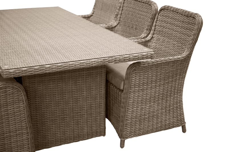 Wembley Matgrupp Utomhus 200cm + 6 Matstolar Utomhus - Natur/Brun - Utemöbler - Utegrupp - Matgrupper utomhus