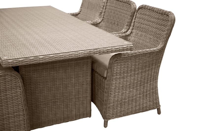 Wembley Matgrupp Utomhus 200cm + 6 Matstolar Utomhus - Natur/Brun - Utemöbler - Utegrupp - Matgrupper utomhus