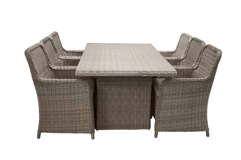 Wembley Matgrupp Utomhus 200cm + 6 Matstolar Utomhus - Natur/Brun - Utemöbler - Utegrupp - Matgrupper utomhus