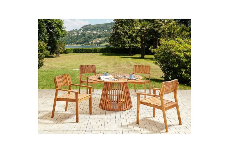 Matsalsset Agello Ljus trä, 4-Sits, Nej - Ljus trä, 4-Sits, Nej - Utemöbler - Utegrupp - Matgrupper utomhus