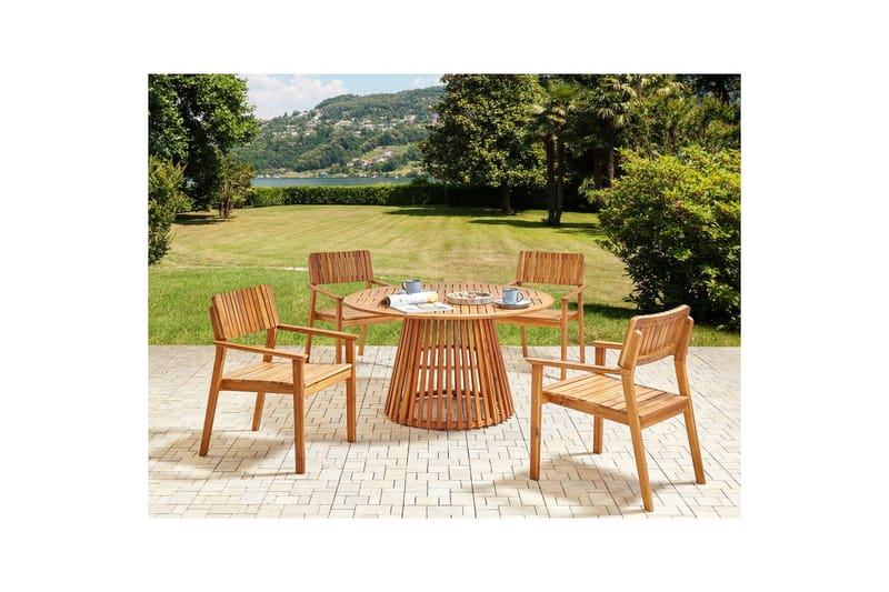 Matsalsset Agello Ljus trä, 4-Sits, Nej - Ljus trä, 4-Sits, Nej - Utemöbler - Utegrupp - Matgrupper utomhus