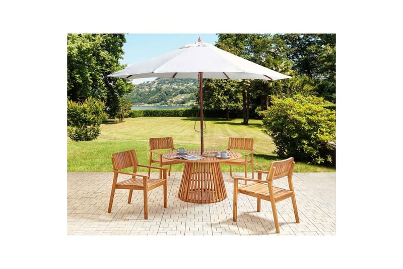 Matsalsset Agello Ljus trä/beige, 4-Sits, Ja - Ljus trä/beige, 4-Sits, Ja - Utemöbler - Utegrupp - Matgrupper utomhus