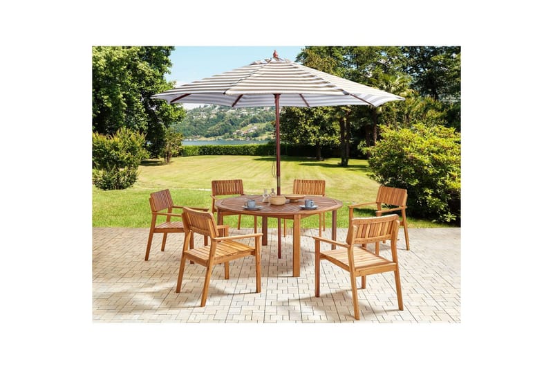 Matsalsset Agello Ljus trä/beige, 6-Sits, Ja - Ljus trä/beige, 6-Sits, Ja - Utemöbler - Utegrupp - Matgrupper utomhus