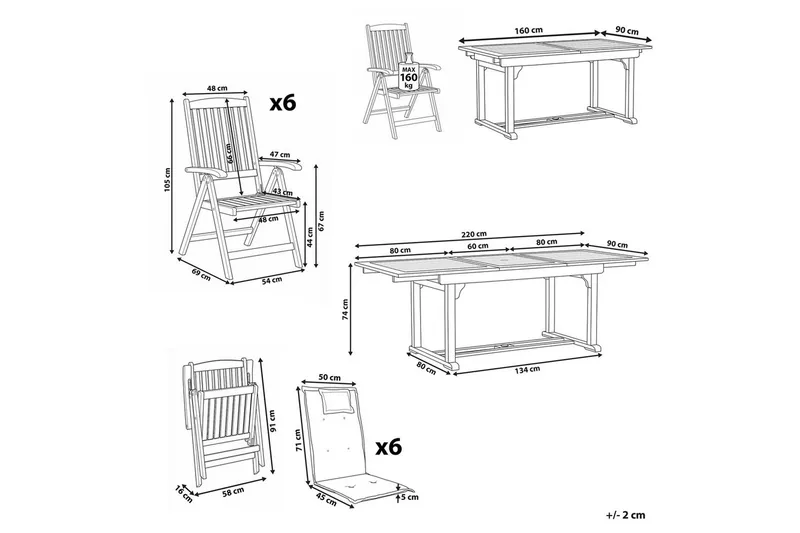 Matsalsset Amantea med kuddar Mörk trä/Off-white - Mörk trä/Off-white - Utemöbler - Utegrupp - Matgrupper utomhus