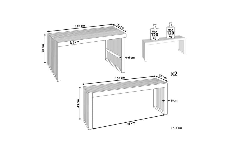 Matsalsset Bellano med 2 bänkar - Utemöbler - Utegrupp - Matgrupper utomhus