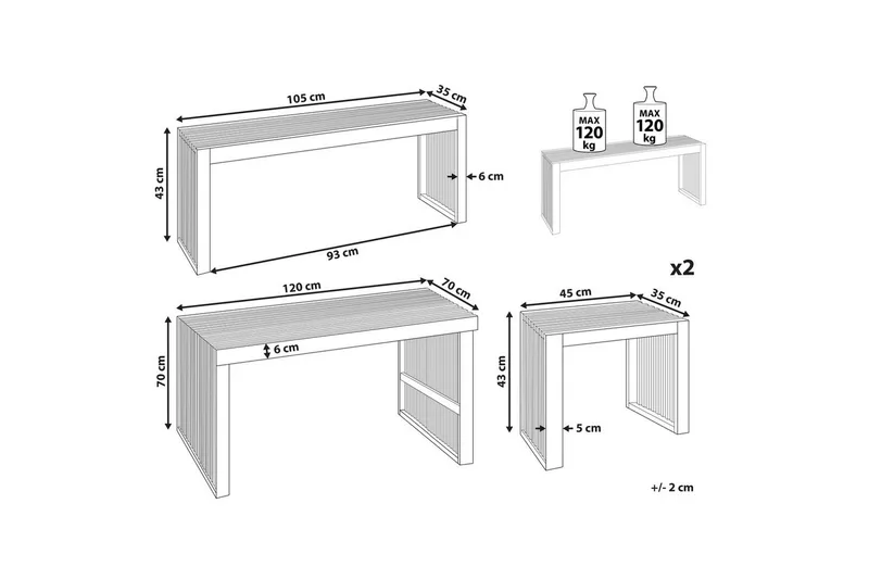 Matsalsset Bellano med bänk - Utemöbler - Utegrupp - Matgrupper utomhus