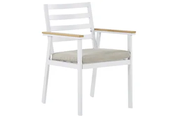 Matsalsset Cavoli Vit/ljust trä/beige - Vit/ljust trä/beige - Utemöbler - Utegrupp - Matgrupper utomhus