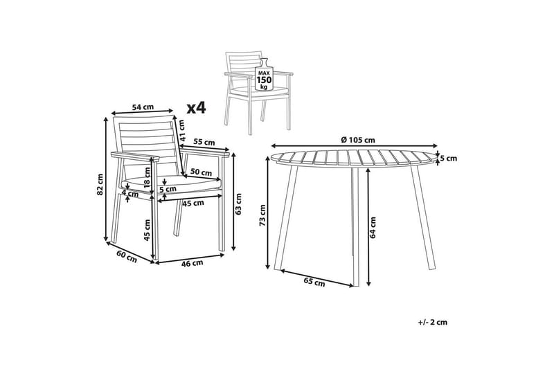 Matsalsset Cavoli Vit/ljust trä/beige - Vit/ljust trä/beige - Utemöbler - Utegrupp - Matgrupper utomhus