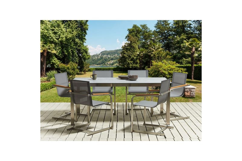 Matsalsset Cosoleto Grå/Silver, 6-Sits - Grå/Silver, 6-Sits - Utemöbler - Utegrupp - Matgrupper utomhus