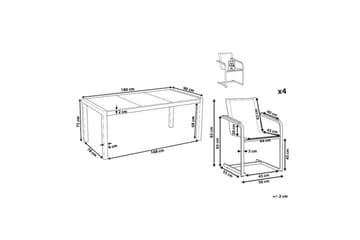 Matsalsset Cosoleto Vit/Beige/Silver, 4-Sits - Vit/Beige/Silver/4-Sits - Utemöbler - Utegrupp - Matgrupper utomhus