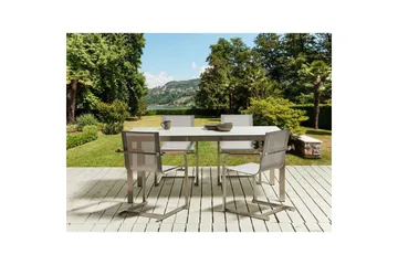 Matsalsset Cosoleto Vit/Beige/Silver, 4-Sits - Vit/Beige/Silver/4-Sits - Utemöbler - Utegrupp - Matgrupper utomhus