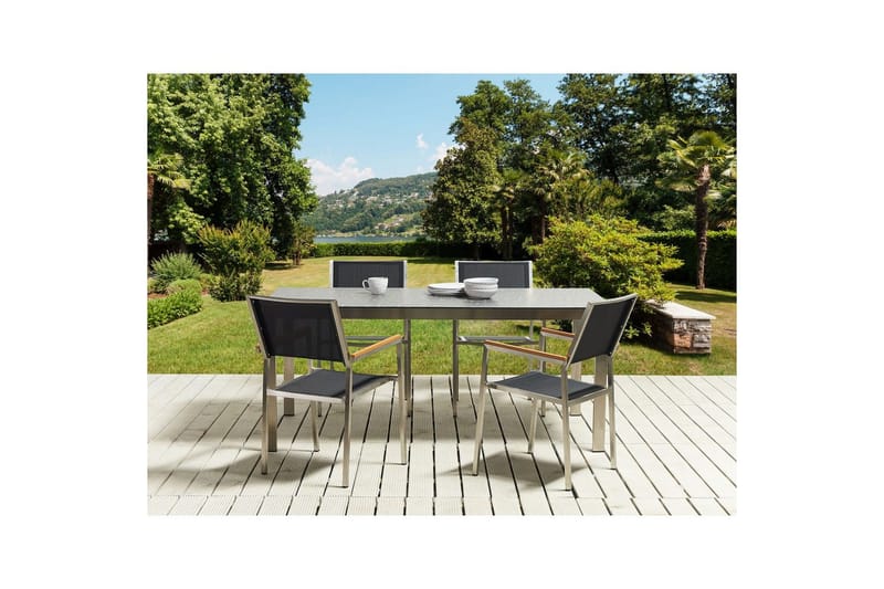 Matsalsset Cosoleto/Grosseto Svart/Silver, 4-Sits - Svart/Silver, 4-Sits - Utemöbler - Utegrupp - Matgrupper utomhus