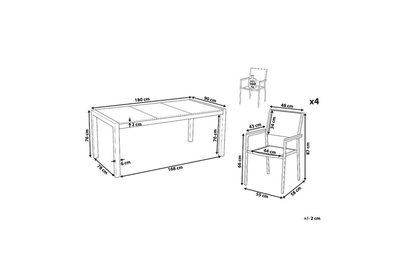 Matsalsset Cosoleto/Grosseto Svart/Silver, 4-Sits - Svart/Silver, 4-Sits - Utemöbler - Utegrupp - Matgrupper utomhus