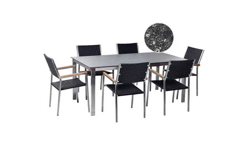 Matsalsset Cosoleto/Grosseto Svart/Silver, 6-Sits, Svart/Silver, 6-Sits