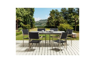 Matsalsset Cosoleto/Grosseto Svart/Silver, 6-Sits - Svart/Silver, 6-Sits - Utemöbler - Utegrupp - Matgrupper utomhus