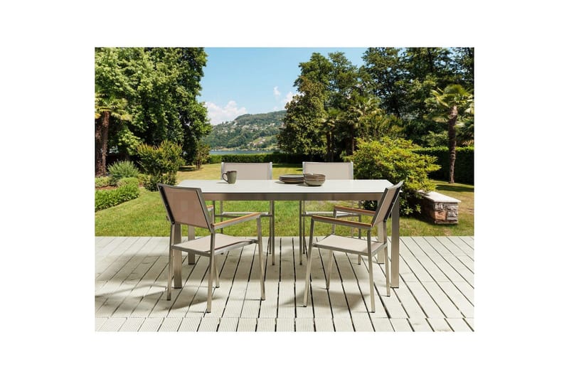 Matsalsset Cosoleto/Grosseto Vit/Beige/Silver, 4-Sits - Vit/Beige/Silver, 4-Sits - Utemöbler - Utegrupp - Matgrupper utomhus