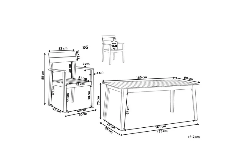 Matsalsset Fornelli 6-Sits - 6-Sits - Utemöbler - Utegrupp - Matgrupper utomhus