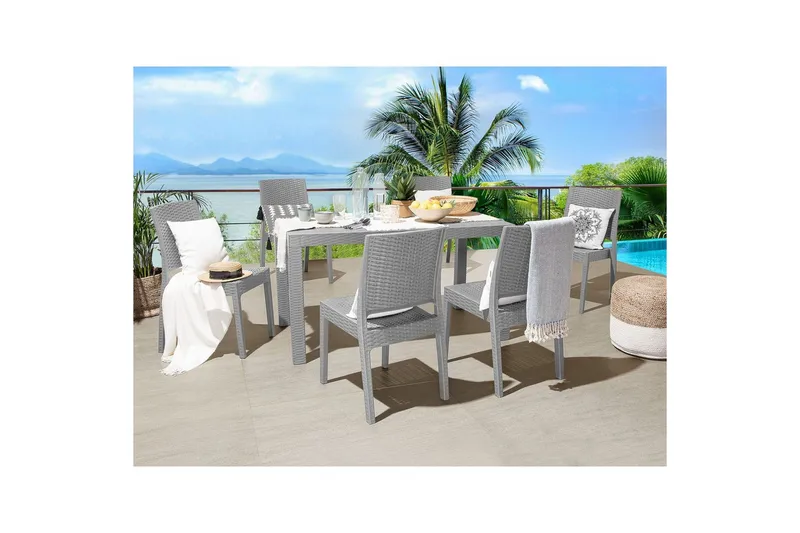 Matsalsset Fossano Ljusgrå, 6-Sits - Ljusgrå, 6-Sits - Utemöbler - Utegrupp - Matgrupper utomhus