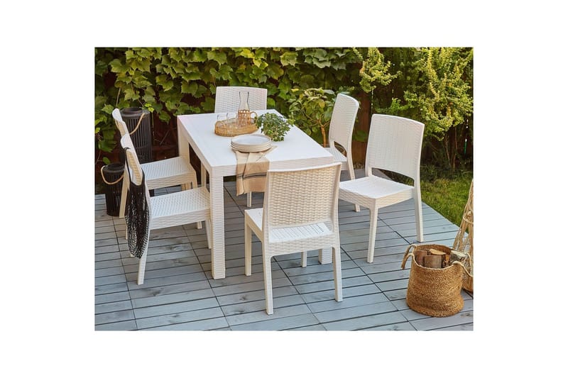 Matsalsset Fossano Vit, 6-Sits - Vit, 6-Sits - Utemöbler - Utegrupp - Matgrupper utomhus