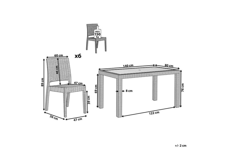 Matsalsset Fossano Vit, 6-Sits - Vit, 6-Sits - Utemöbler - Utegrupp - Matgrupper utomhus