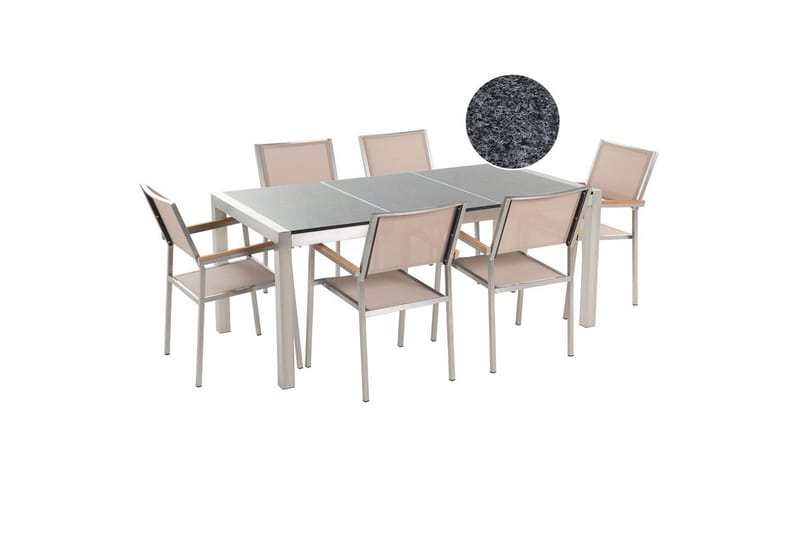 Matsalsset Grosseto Grå/Beige/Silver, 6-Sits, Grå/Beige/Silver/6-Sits