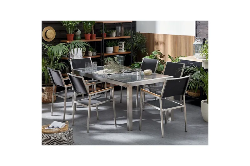 Matsalsset Grosseto Grafitgrå/Svart/Silver, 6-Sits - Grafitgrå/Svart/Silver, 6-Sits - Utemöbler - Utegrupp - Matgrupper utomhus