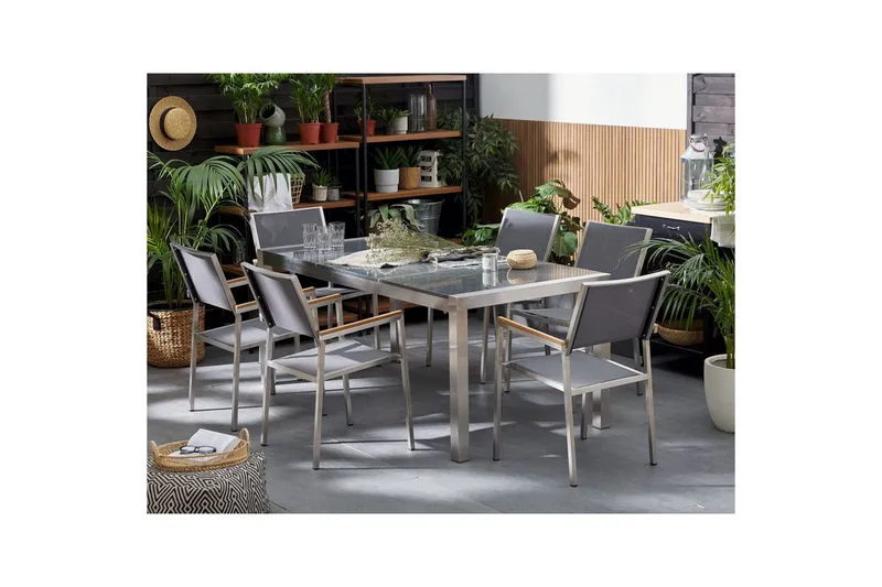 Matsalsset Grosseto Grå/Silver, 6-Sits - Grå/Silver, 6-Sits - Utemöbler - Utegrupp - Matgrupper utomhus