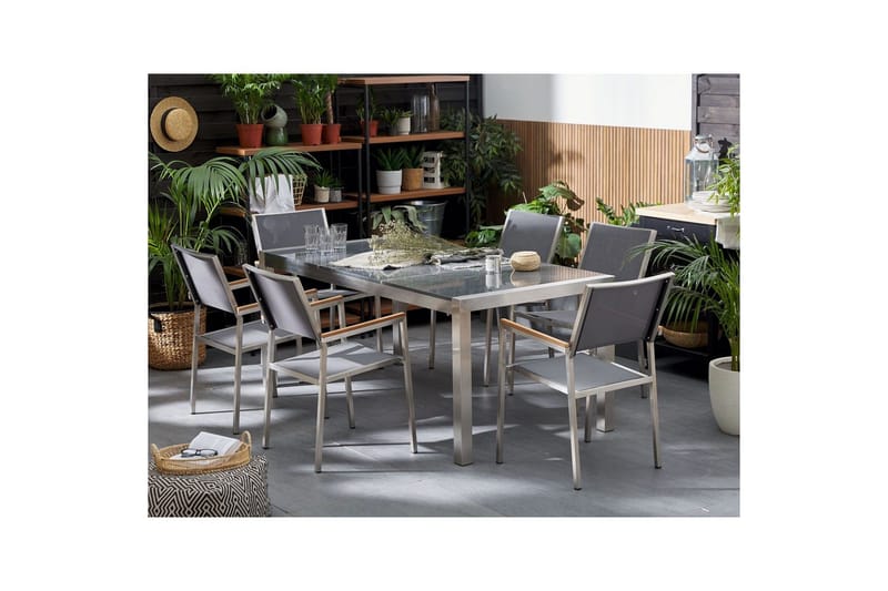 Matsalsset Grosseto Grå/Silver, 6-Sits - Grå/Silver, 6-Sits - Utemöbler - Utegrupp - Matgrupper utomhus
