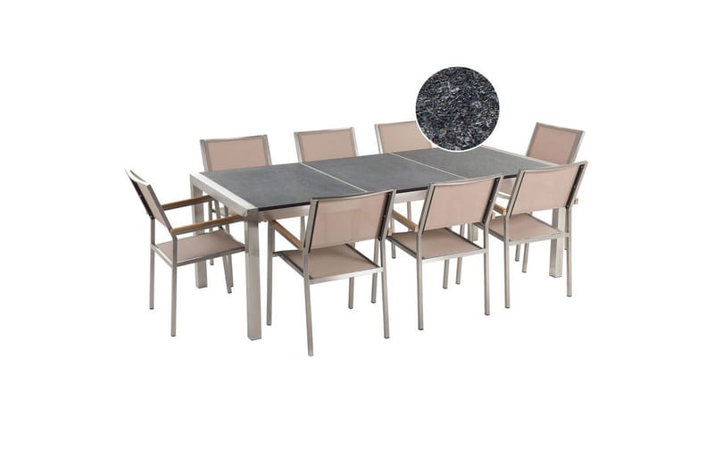 Matsalsset Grosseto Grå/Silver/Beige, 8-Sits, Grå/Silver/Beige, 8-Sits