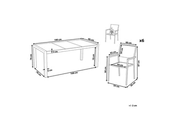 Matsalsset Grosseto Grå/Vit/Silver, 6-Sits - Grå/Vit/Silver/6-Sits - Utemöbler - Utegrupp - Matgrupper utomhus