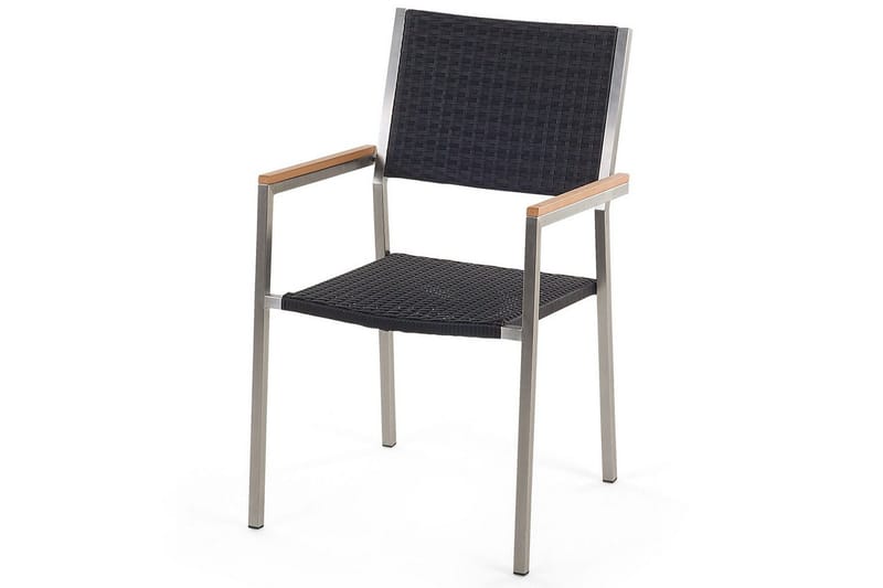 Matsalsset Grosseto Ljus trä/svart/silver, 8-Sits - Ljus trä/svart/silver, 8-Sits - Utemöbler - Utegrupp - Matgrupper utomhus