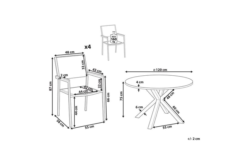 Matsalsset Maletto/Grosseto Svart/Silver - Svart/Silver - Utemöbler - Utegrupp - Matgrupper utomhus