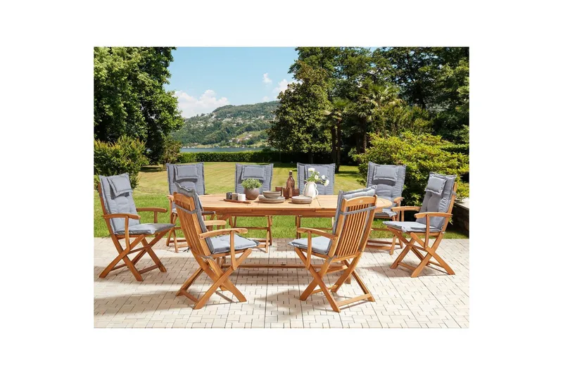Matsalsset Maui II Ljus trä/grå, 8-Sits - Ljus trä/grå, 8-Sits - Utemöbler - Utegrupp - Matgrupper utomhus