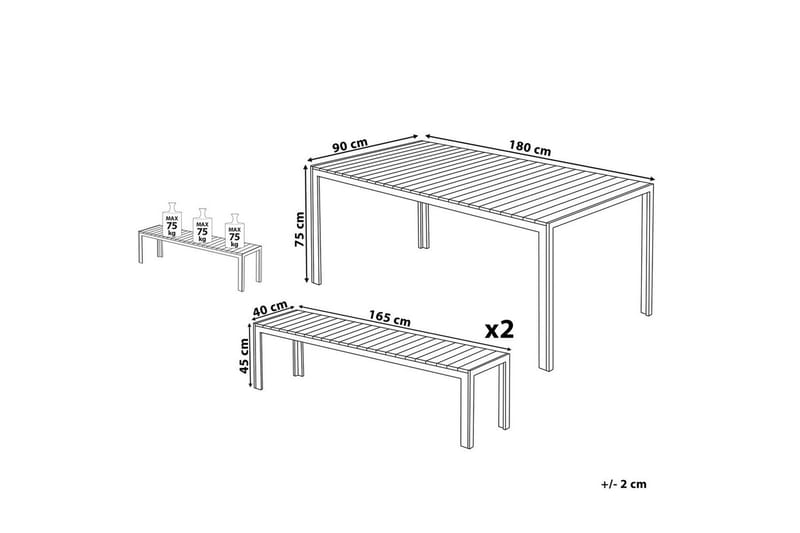 Matsalsset Nardo Vit/Silver - Vit/Silver - Utemöbler - Utegrupp - Matgrupper utomhus