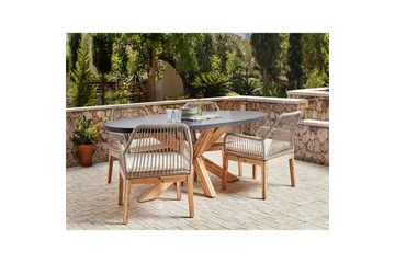 Matsalsset Oristano Grå/beige/ljus trä, 4-Sits - Grå/beige/ljus trä, 4-Sits - Utemöbler - Utegrupp - Matgrupper utomhus