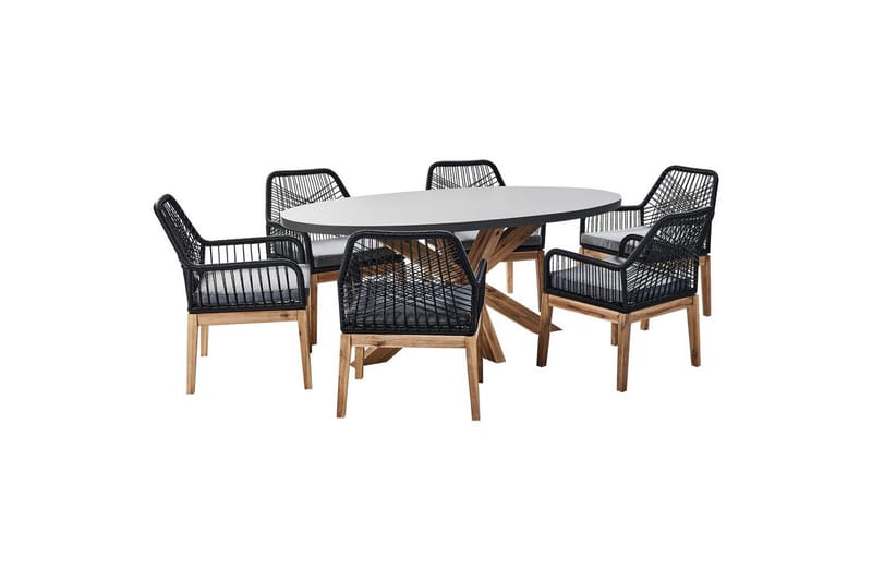 Matsalsset Oristano Grå/Svart/Ljus träfärg, 6-Sits, Grå/Svart/Ljus träfärg, 6-Sits