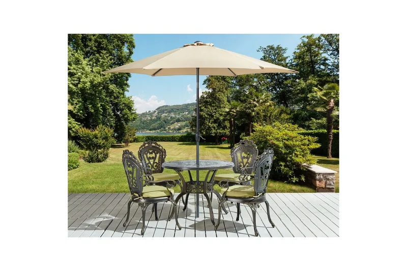 Matsalsset Sapri med parasoll - Utemöbler - Utegrupp - Matgrupper utomhus