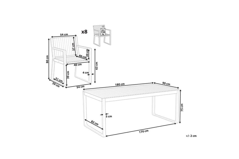 Matsalsset Sassari II 8-Sits - 8-Sits - Utemöbler - Utegrupp - Matgrupper utomhus