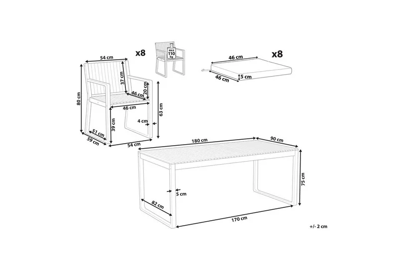 Matsalsset Sassari II med kuddar Ljus trä/blå - Ljus trä/blå - Utemöbler - Utegrupp - Matgrupper utomhus