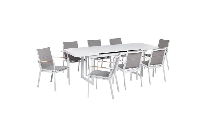 Matsalsset Valcanetto/Busseto Vitt/grått/ljust trä, 8-Sits, Vitt/grått/ljust trä, 8-Sits