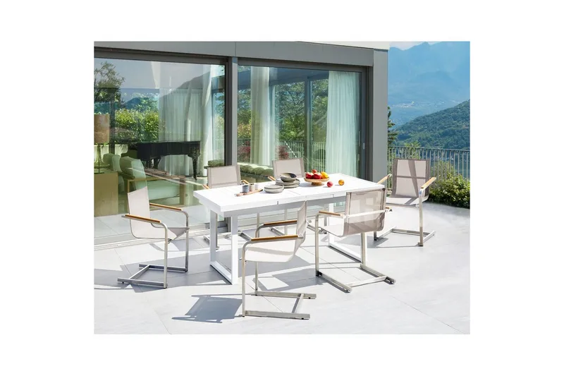 Matsalsset Valcanetto/Cosoleto Vit/Beige/Silver, 6-Sits - Vit/Beige/Silver, 6-Sits - Utemöbler - Utegrupp - Matgrupper utomhus