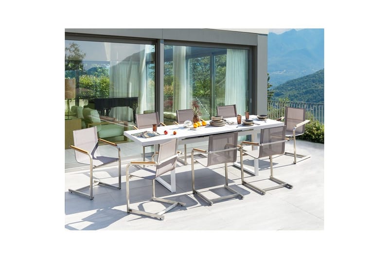 Matsalsset Valcanetto/Cosoleto Vit/Beige/Silver, 8-Sits - Vit/Beige/Silver, 8-Sits - Utemöbler - Utegrupp - Matgrupper utomhus