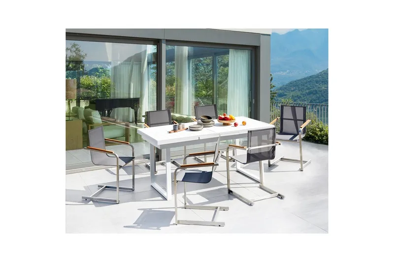 Matsalsset Valcanetto/Cosoleto Vit/Grå/Silver, 6-Sits - Vit/Grå/Silver, 6-Sits - Utemöbler - Utegrupp - Matgrupper utomhus