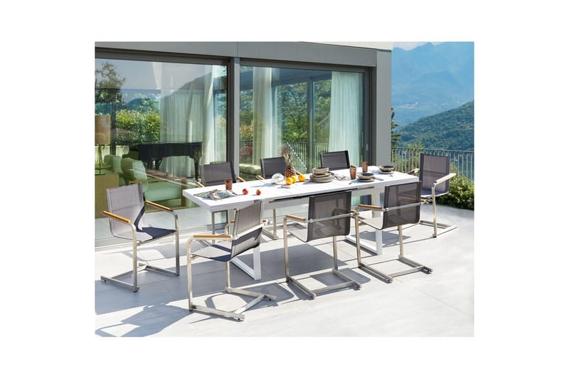 Matsalsset Valcanetto/Cosoleto Vit/Grå/Silver, 8-Sits - Vit/Grå/Silver, 8-Sits - Utemöbler - Utegrupp - Matgrupper utomhus