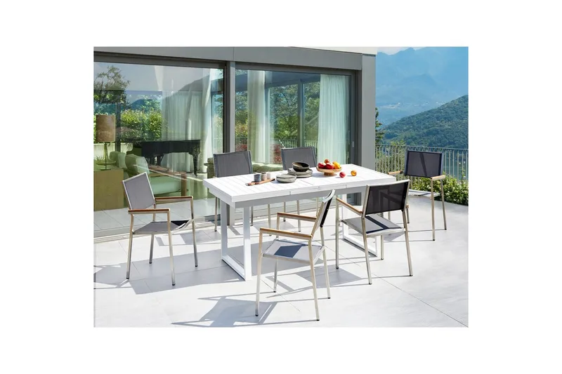 Matsalsset Valcanetto/Grosseto Vit/Grå/Silver, 6-Sits - Vit/Grå/Silver, 6-Sits - Utemöbler - Utegrupp - Matgrupper utomhus