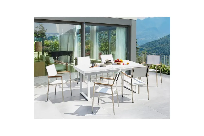 Matsalsset Valcanetto/Grosseto Vit/Silver, 6-Sits - Vit/Silver, 6-Sits - Utemöbler - Utegrupp - Matgrupper utomhus