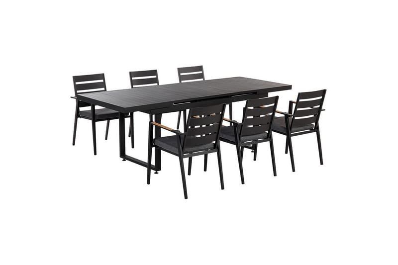 Matsalsset Valcanetto/Taviano Svart/grått/ljust trä, 6-Sits, Svart/grått/ljust trä, 6-Sits